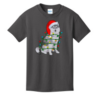 Siberian Husky Santa Christmas Tree Lights Xmas Gifts Boys Basic Youth T-shirt | Artistshot