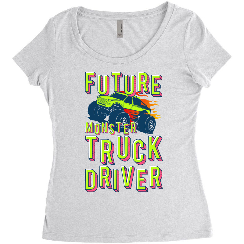 Kids Future Monster Truck Driver | Racing Lovers Women's Triblend Scoop T-shirt by John Phillips | Artistshot