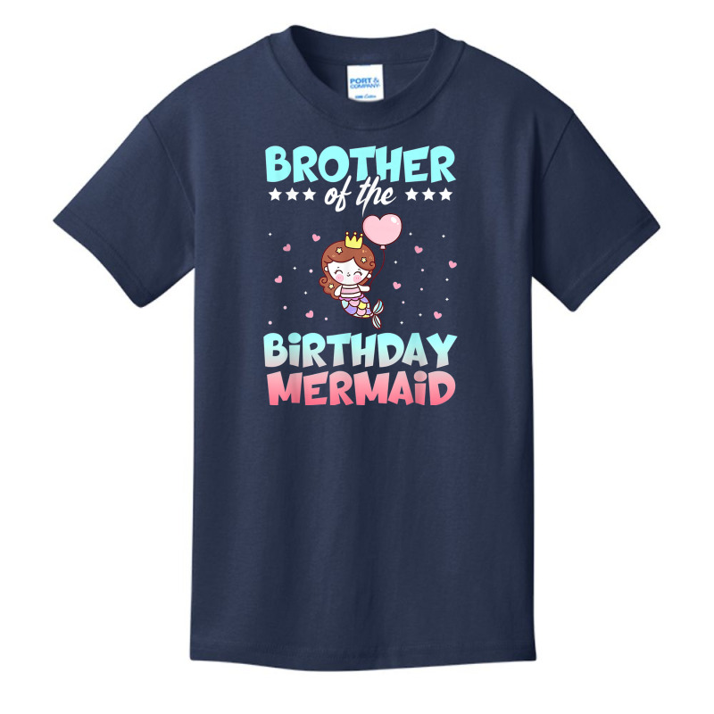 Brother Of The Birthday Mermaid Ocean Fish Tail Deep Sea Top Basic Youth T-shirt by August | Artistshot