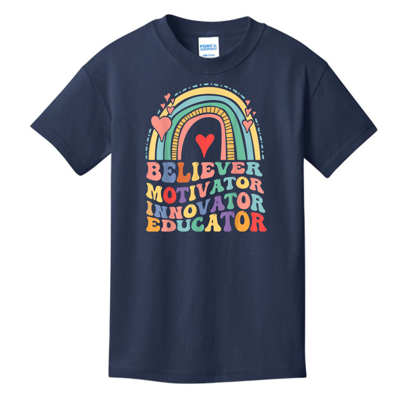 Believer Motivator Innovator Educator Retro Teacher T Shirt Basic Youth T-shirt by cm-arts | Artistshot