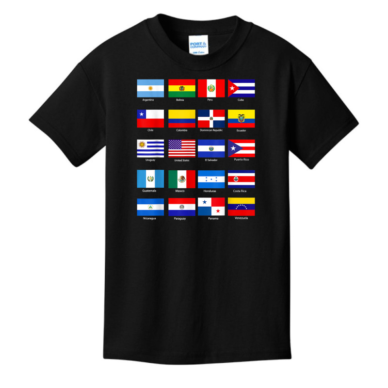 All Latin American Flags Countries Hispanic Heritage Month T Shirt Basic Youth T-shirt by cm-arts | Artistshot