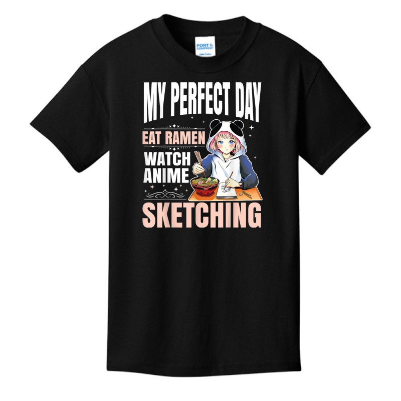 My Perfect Day Anime Ramen Sketching Japanese Aesthetic Girl T Shirt Basic Youth T-shirt | Artistshot