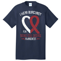 I Wear Burgundy For Sickle Cell Awareness Fighter Warrior Basic T-shirt | Artistshot