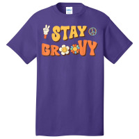 Stay Groovy Wavy Hippie Boho Retro Positive And Peace T Shirt Basic T-shirt | Artistshot