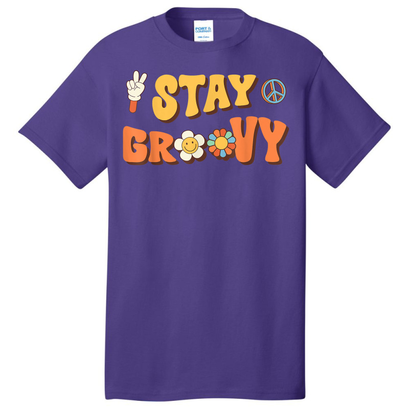 Stay Groovy Wavy Hippie Boho Retro Positive And Peace T Shirt Basic T-shirt | Artistshot