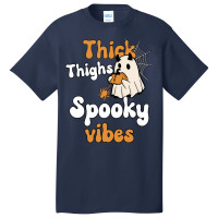 Thick Thighs Spooky Vibes Thick Thighs Spooky Vibes - Retro Groovy Vin Basic T-shirt | Artistshot