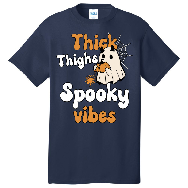 Thick Thighs Spooky Vibes Thick Thighs Spooky Vibes - Retro Groovy Vin Basic T-shirt | Artistshot