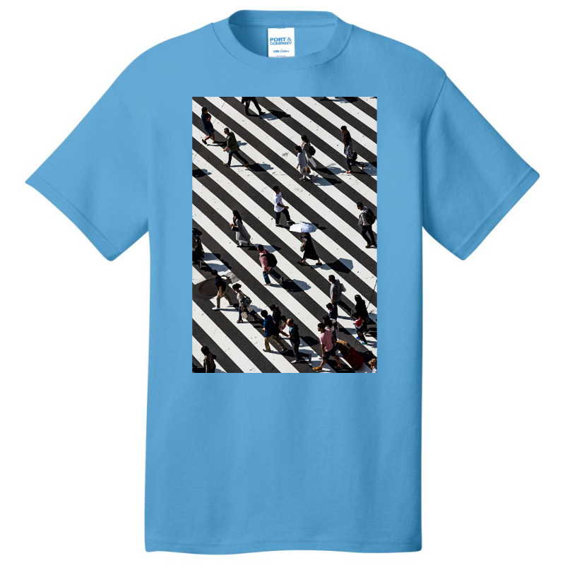 Aerial Photograph Of People Walking Across Black And White Zebra Cross Basic T-shirt by yumgaugeteuda | Artistshot