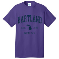 Hartland Michigan Mi Vintage Athletic Navy Sports Design Tank Top Basic T-shirt | Artistshot