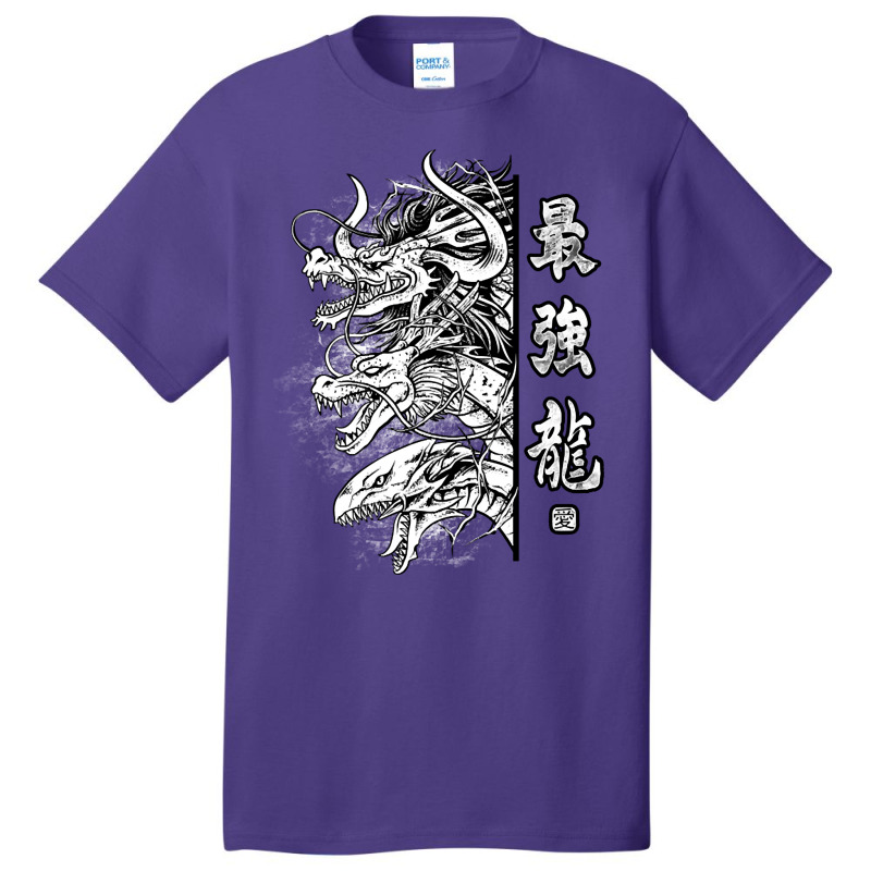 Trio Dragon Bw Basic T-shirt by Kenlofu52 | Artistshot