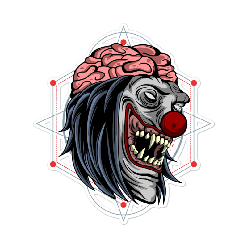 Custom Zombie Clown Brain Out Sticker By Afa Designs - Artistshot
