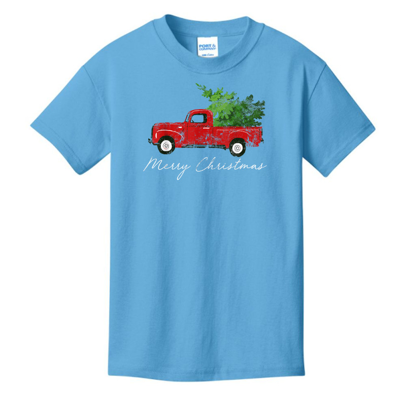 Vintage Wagon Christmas T Shirt   Tree On Car Xmas Vacation Basic Youth T-shirt by cm-arts | Artistshot