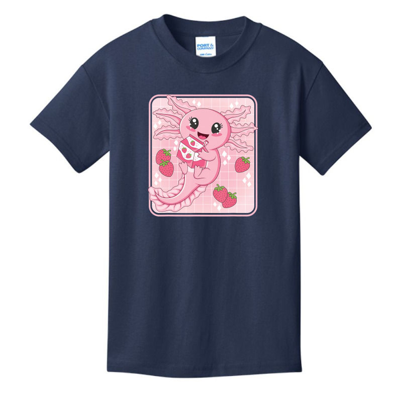 Japanese Strawberry Milk Shake Anime Pink Kawaii Aesthetic Axolotl Mat Basic Youth T-shirt by Min03 | Artistshot