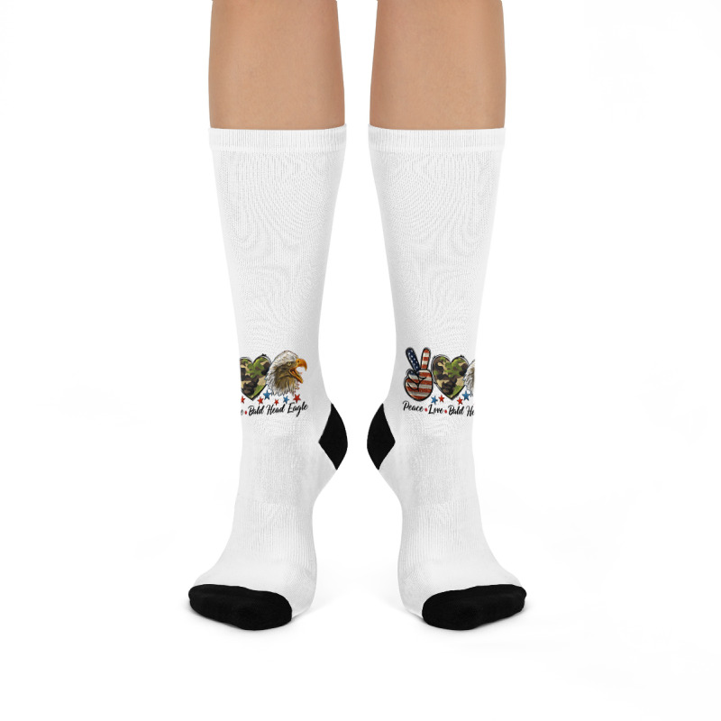 Western Peace Love Bald Head Eagle Head Crew Socks | Artistshot