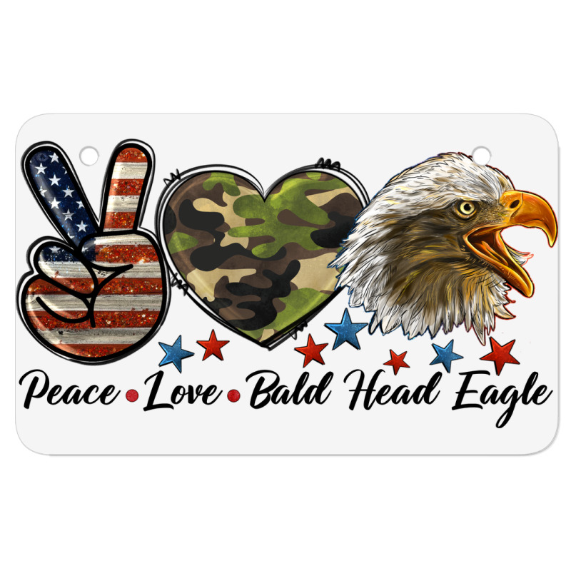 Western Peace Love Bald Head Eagle Head Atv License Plate | Artistshot