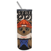 Teddy Bear Illustration Sitting Stay Cool In Hand Skinny Tumbler | Artistshot