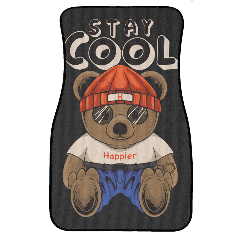 Teddy Bear Illustration Sitting Stay Cool In Hand Front Car Mat | Artistshot