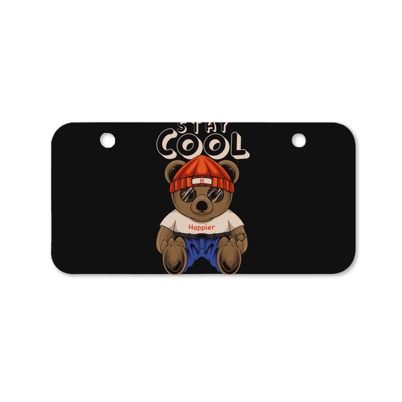 Teddy Bear Illustration Sitting Stay Cool In Hand Bicycle License Plate | Artistshot