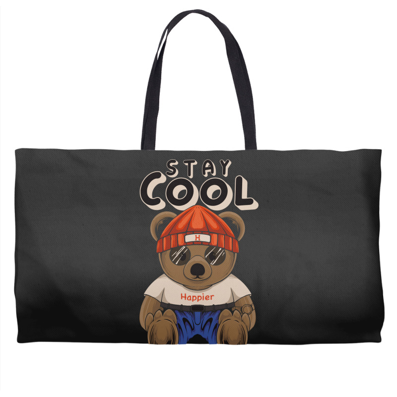 Teddy Bear Illustration Sitting Stay Cool In Hand Weekender Totes | Artistshot