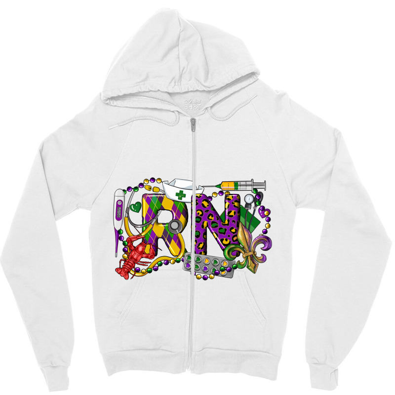 Rn Registered Nurse Mardi Gras Zipper Hoodie | Artistshot