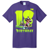 Splatoon Inkling 18th Birthday Green Splatter Portrait Basic T-shirt | Artistshot