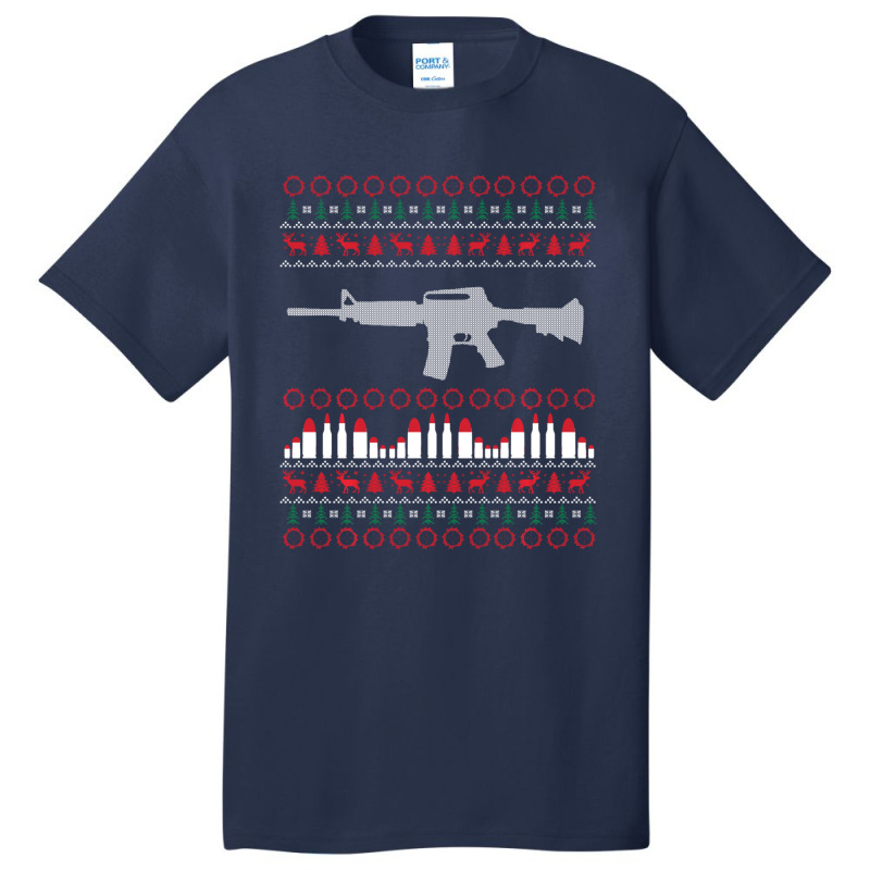 Ar-15 Machine Gun Ugly Christmas Sweater Basic T-shirt | Artistshot