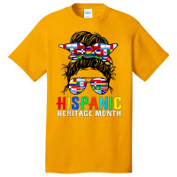 National Hispanic Heritage Month Latin Flags Messy Bun T Shirt Basic T-shirt | Artistshot