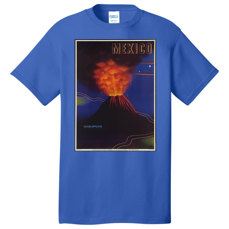 Vintage Mexico Travel Poster - Volcano Basic T-shirt | Artistshot