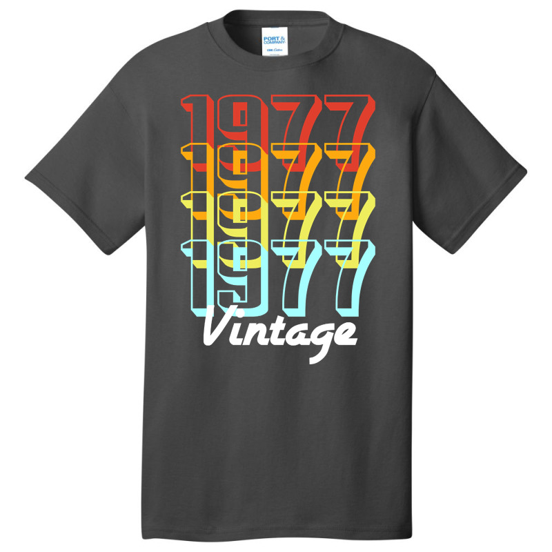 Vintage Since 1977 Old Men Women Retro Sunset Basic T-shirt | Artistshot