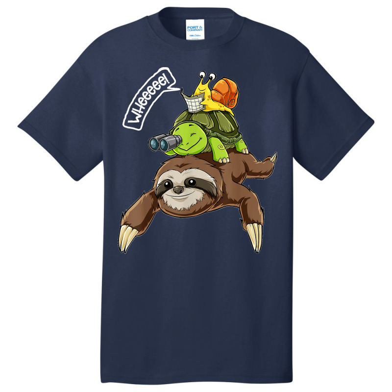 Funny Sloth Turtle Snail Piggyback Running Riding Team Basic T-shirt by kevinnichols | Artistshot