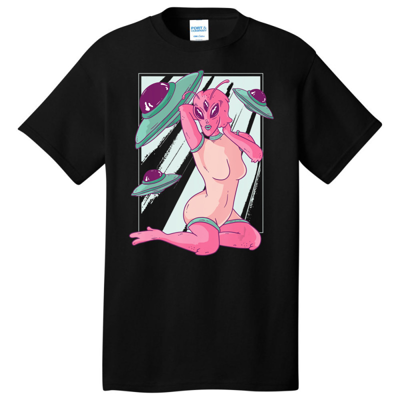 Alien Pin Up Space Girl Men Basic T-shirt by doboc | Artistshot