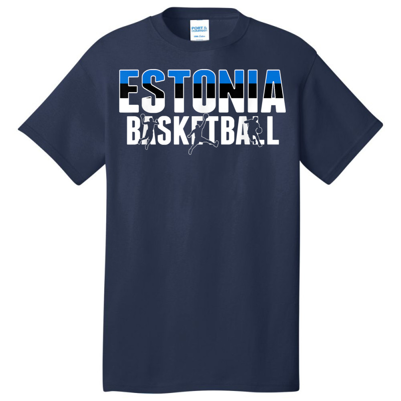 Estonia Basketball Fans Jersey Estonian Flag Slam Dunk Sport Basic T-shirt | Artistshot