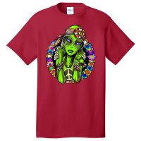 Space Alien Hippie Floral Peace Science Fiction Basic T-shirt | Artistshot