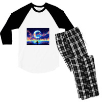 Cute Winter Patchwork Memphis Ornament With Black And White Spots Flap Men's 3/4 Sleeve Pajama Set | Artistshot