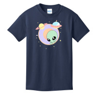 Chibi Alien Kawaii Pastel Cute Green Man Space Ufo Basic Youth T-shirt | Artistshot