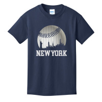 New York Ny Skyline Baseball Stripes For Gameday Retro Style Basic Youth T-shirt | Artistshot