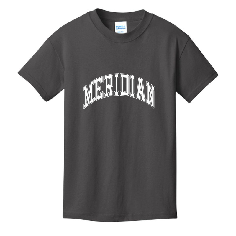 Meridian Idaho Id Varsity Style White Text T Shirt Basic Youth T-shirt by cm-arts | Artistshot