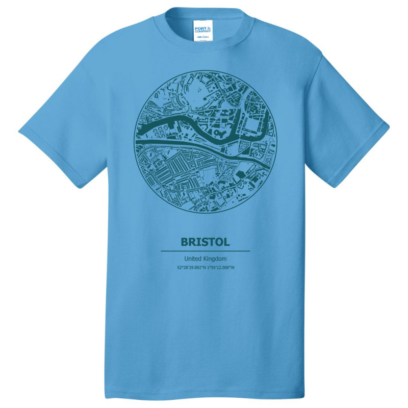 Bristol City Map Coordinates Basic T-shirt by THOMASRAFFERTY | Artistshot