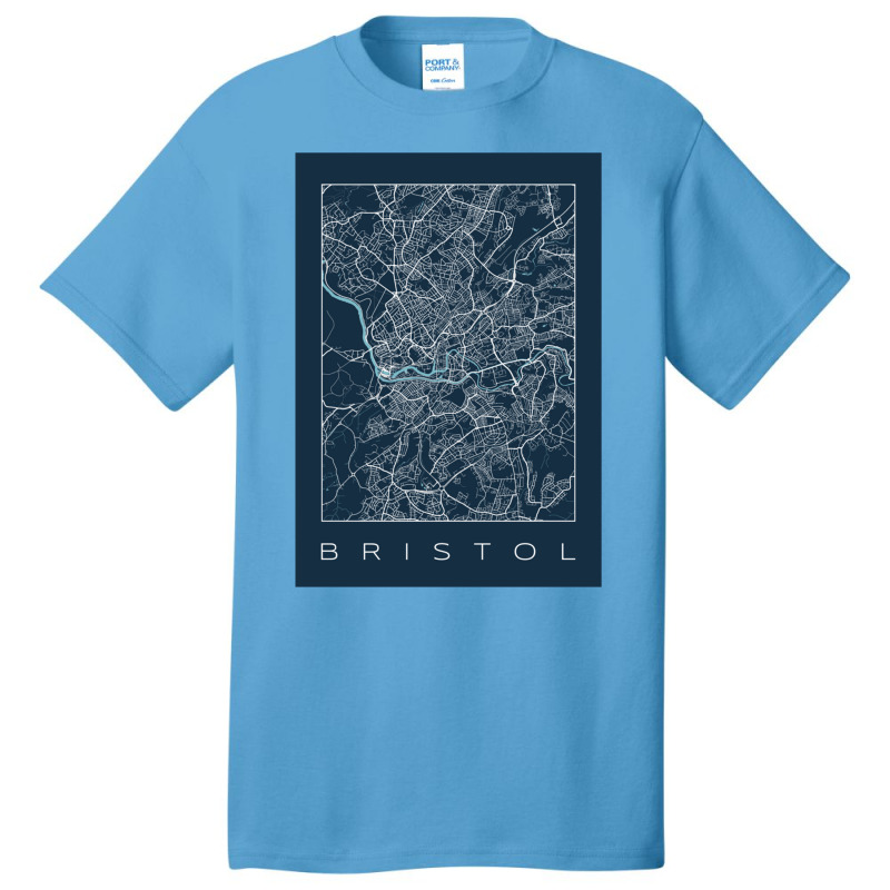 Bristol City Navy Map Basic T-shirt by THOMASRAFFERTY | Artistshot