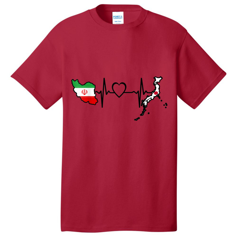 Iran Japan Flag Iranian Japanese Heartbeat T Shirt Basic T-shirt by cm-arts | Artistshot