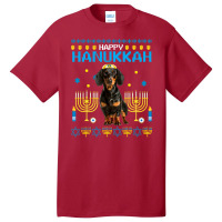 Dachshund Chanukah Jewish Ugly Hanukkah Sweater Pajama Basic T-shirt | Artistshot