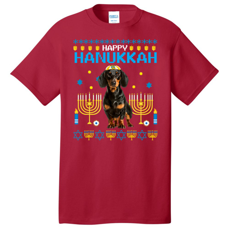 Dachshund Chanukah Jewish Ugly Hanukkah Sweater Pajama Basic T-shirt | Artistshot