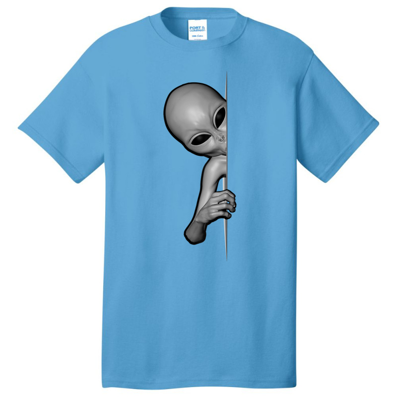 Grey Alien Peeking Zeta Reticuli Ufonaut Ufo Abduction Basic T-shirt | Artistshot