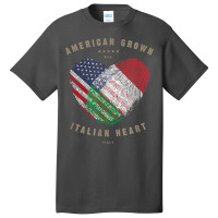 American Grown Italian Heart Love Italy Flag T Shirt Basic T-shirt | Artistshot