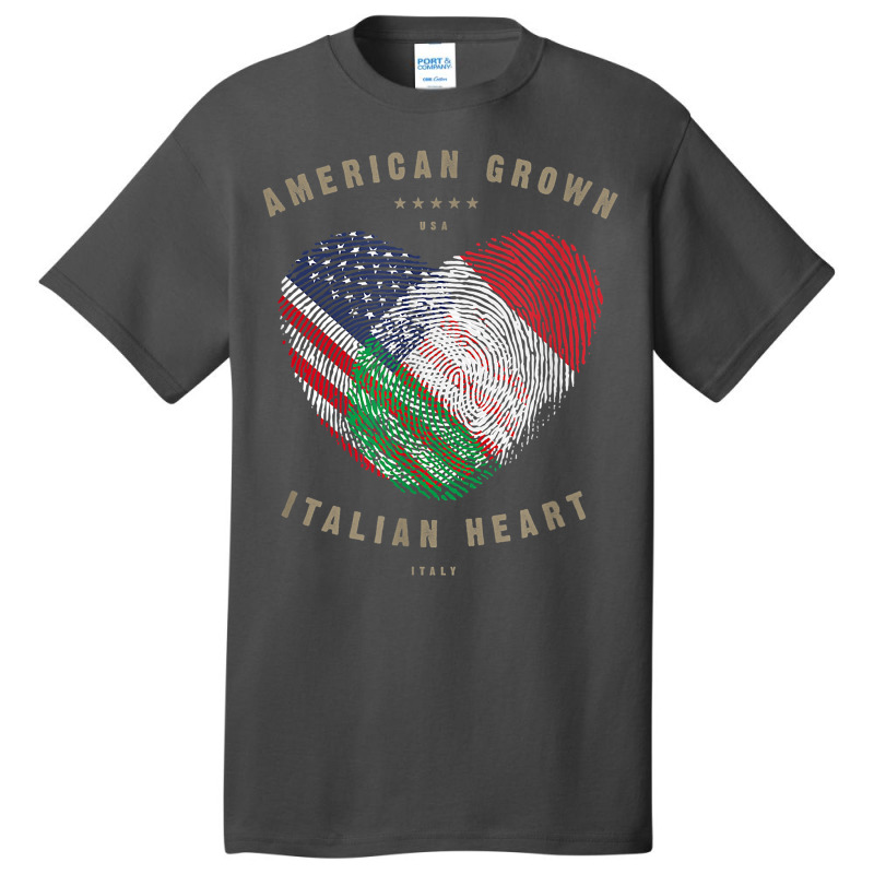 American Grown Italian Heart Love Italy Flag T Shirt Basic T-shirt by hapusajehae | Artistshot