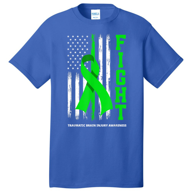 American Us Flag Fight Traumatic Brain Injury Awareness Basic T-shirt by AmberKelsey | Artistshot