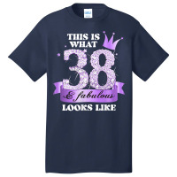 Womens 38 & Fabulous I Purple Lilac Black Party Group Photo Outfit Tan Basic T-shirt | Artistshot