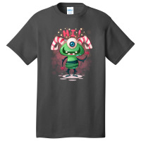 Cartoon Cute Happy Green One Eyed Horned Monster Basic T-shirt | Artistshot