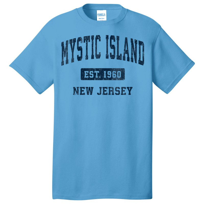 Womens Mystic Island New Jersey Nj Vintage Athletic Sports Design V Ne Basic T-shirt by gocuzhejani | Artistshot