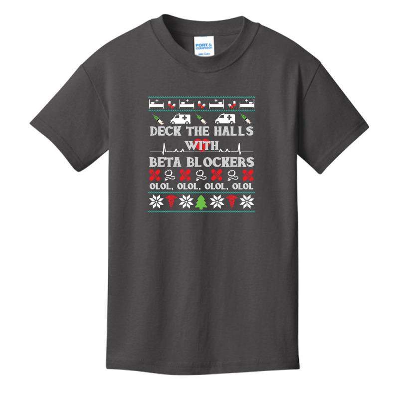 Deck The Halls Beta Blockers Nurse Christmas Ugly Sweater Basic Youth T-shirt by behindcedar22 | Artistshot